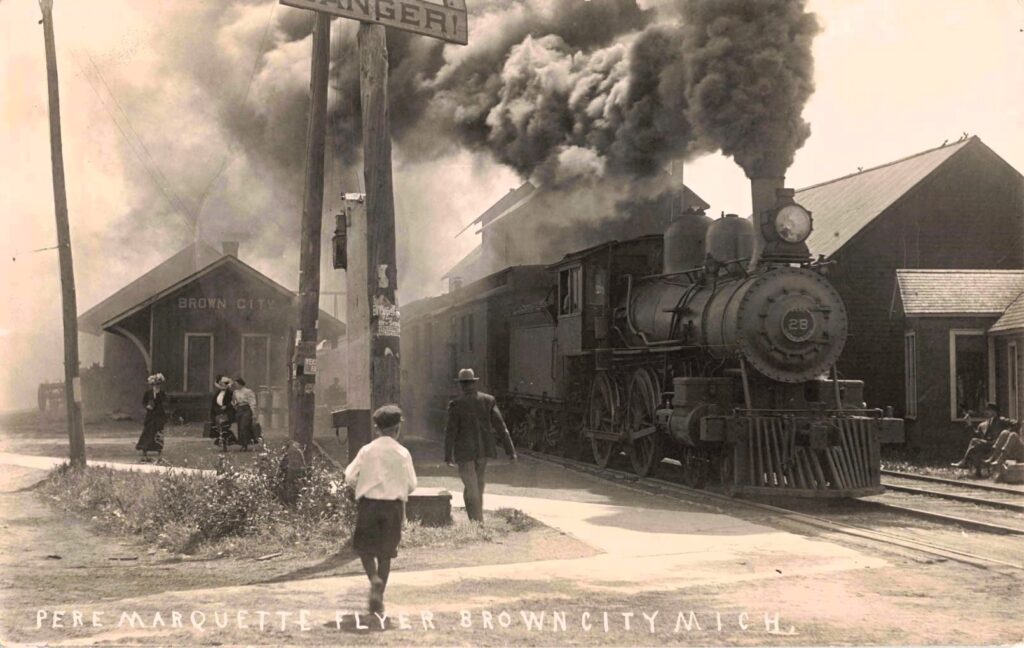 Historic steam train in Brown City.