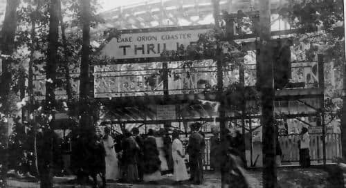 Roller coaster at Park Island, Lake Orion, Mich.” (postcard image)