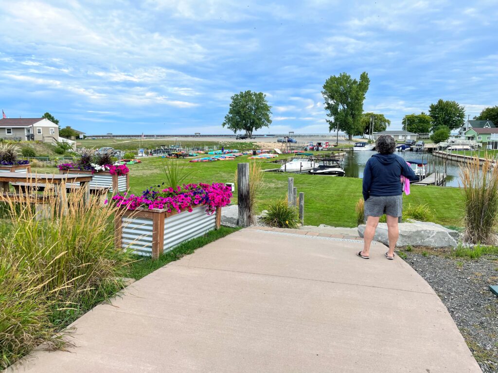 The back of Port Austin Kayak for access to the gear and water. 