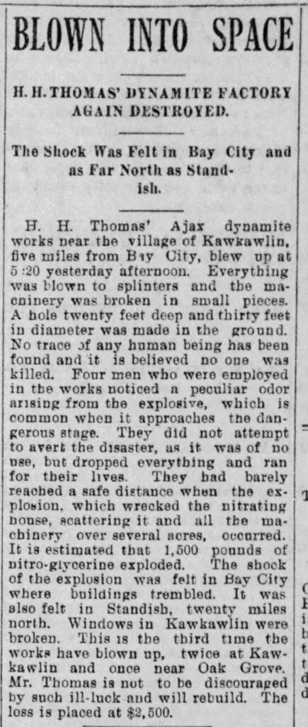 Dynamite factory explosion news article