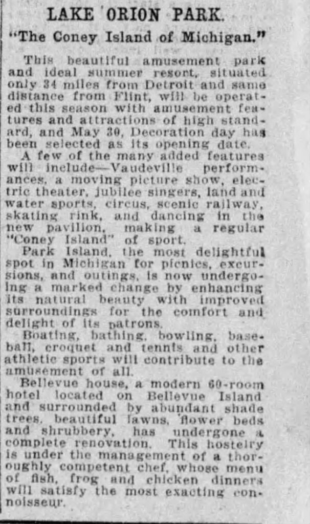 Historical amusement park advertisement from 1911