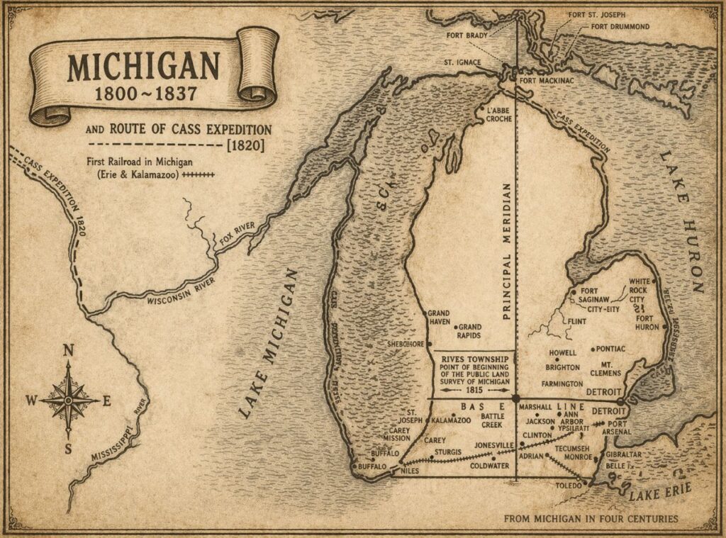 Historical map of Michigan, 1800-1837 - History of Rives Junction Michigan