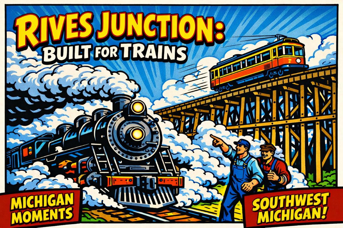 Vintage train poster with vibrant colors