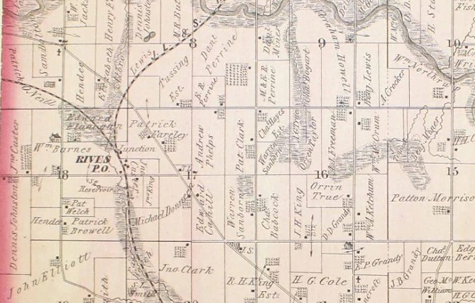 Historical map of Rives area