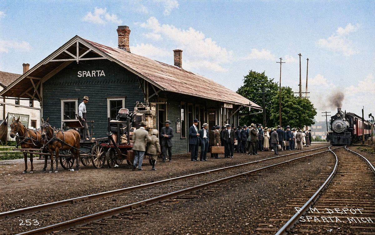 Sparta Michigan PM Depot (Restored and Colorized)