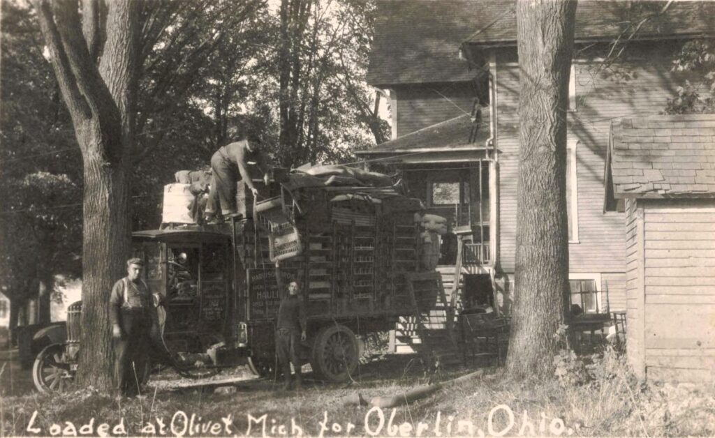 Vintage truck loaded with goods.