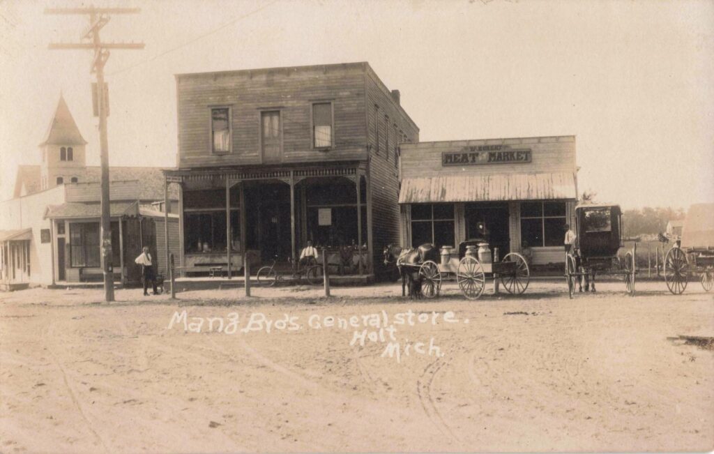 Historic general store and market scene