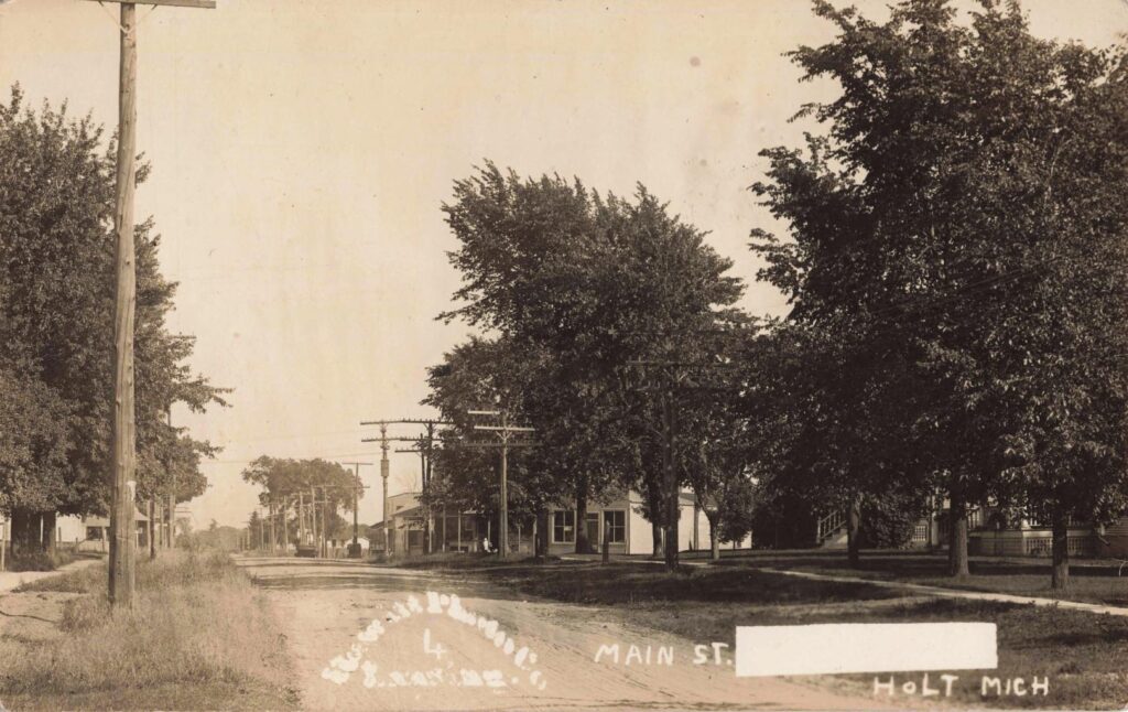 Historic street view in Holt, Michigan.