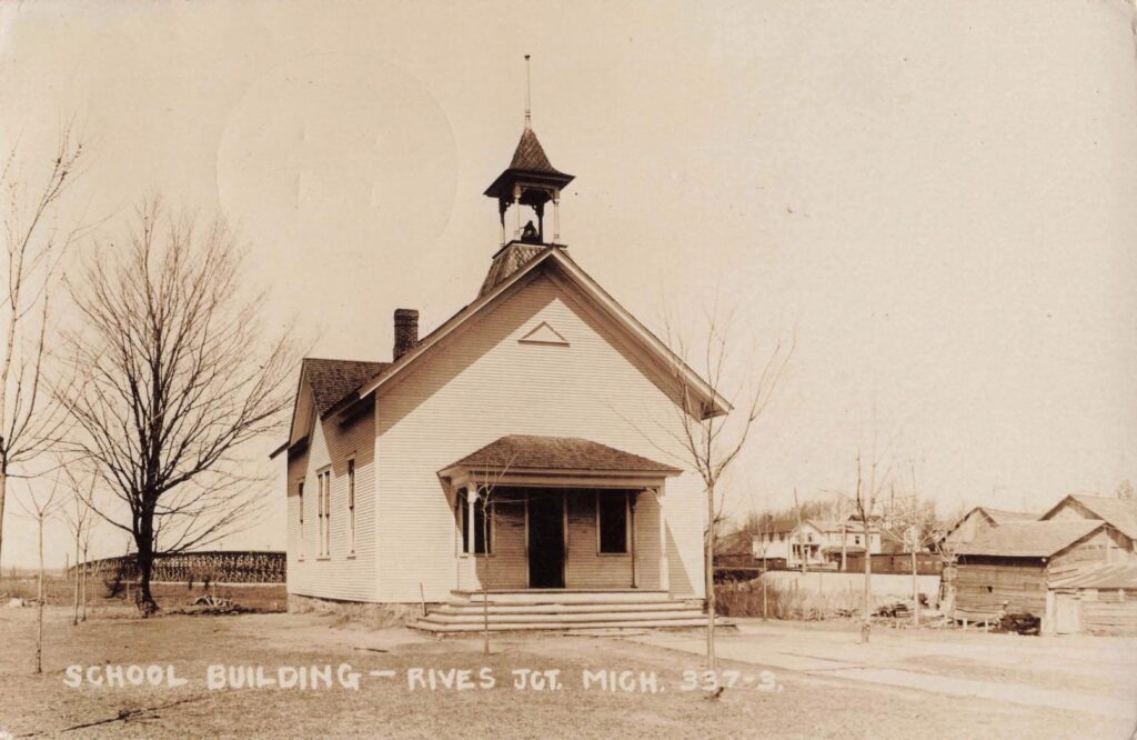 Historic school building in Rives Junction