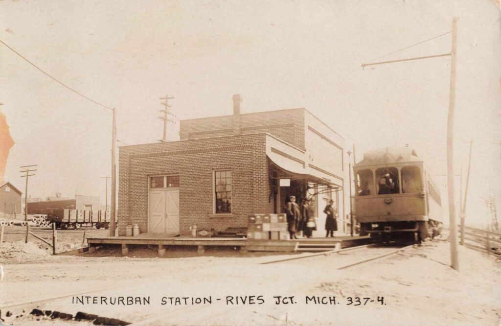 Historic interurban train station scene
