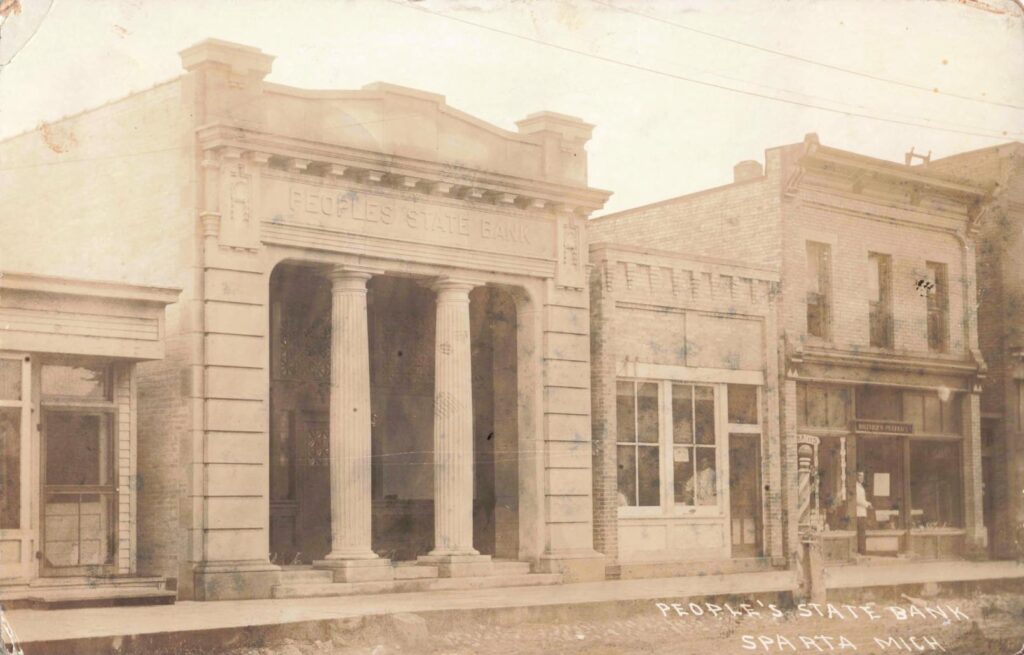 People’s State Bank with columns