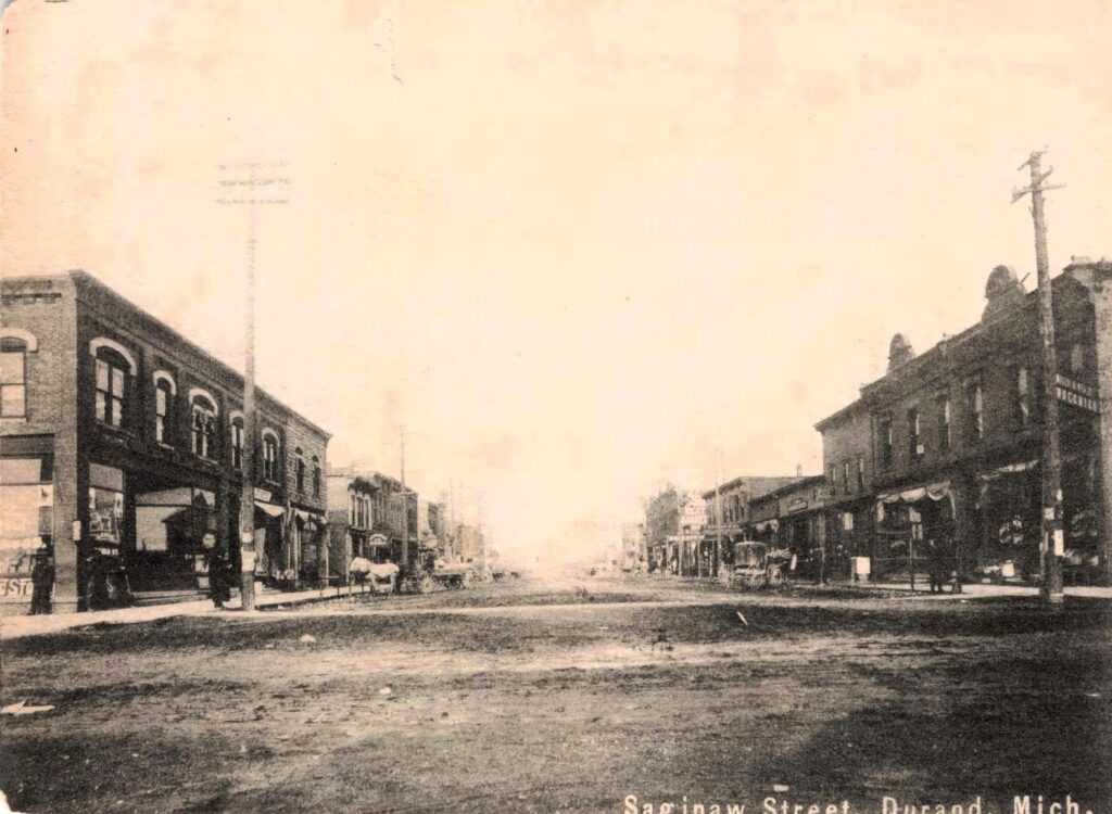 Historic street view of Durand, Michigan - The history of Durand Michigan