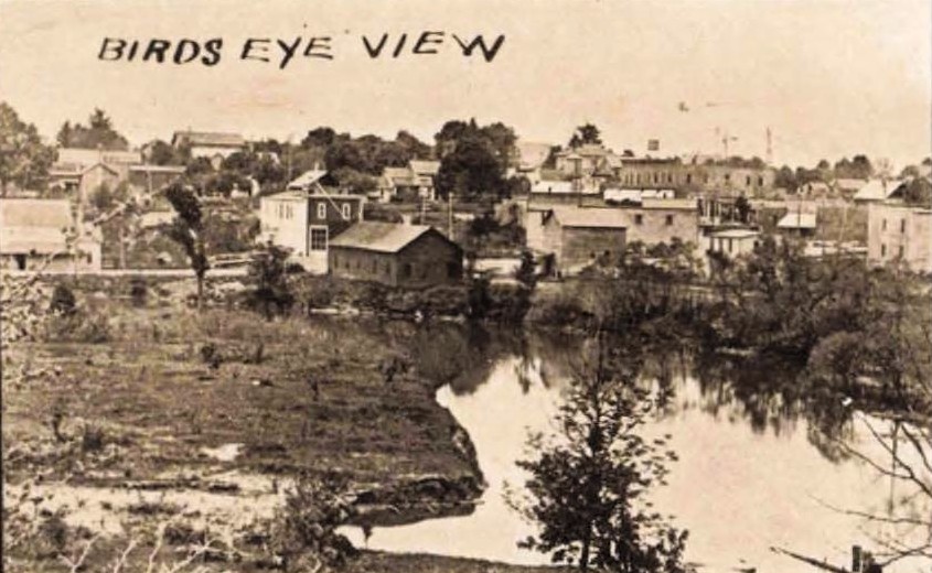Ravenna Michigan birds eye view town layout early 1900s Muskegon County
