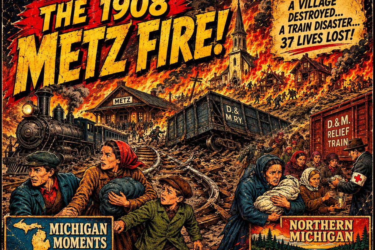 History of the 1908 Metz Fire Michigan