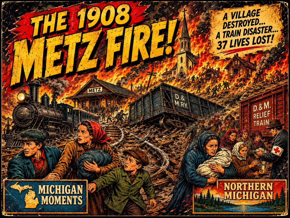 History of the 1908 Metz Fire Michigan