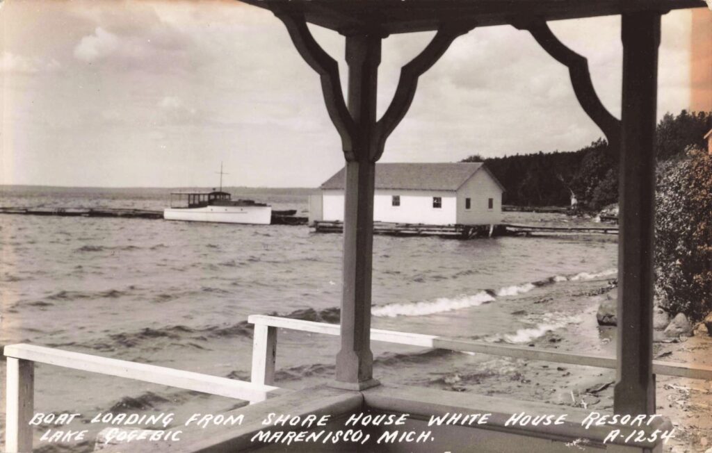 Boat loading from the shore house at White House Resort on Lake Gogebic.