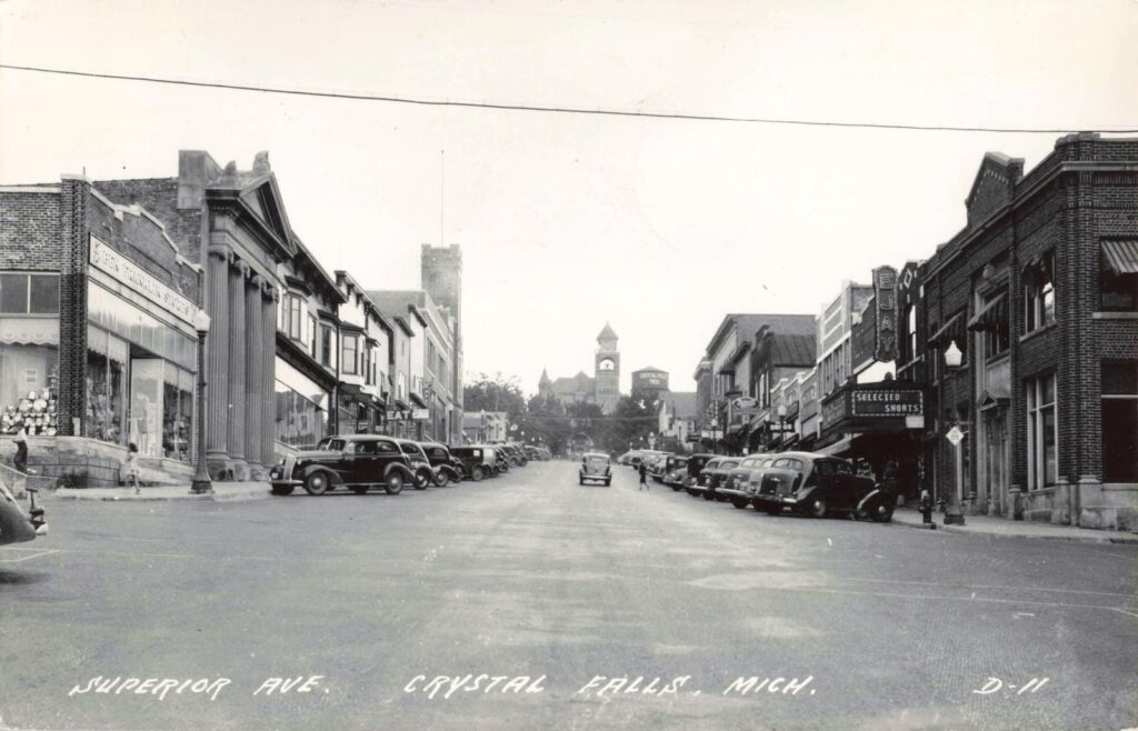 Historic street view of Crystal Falls
