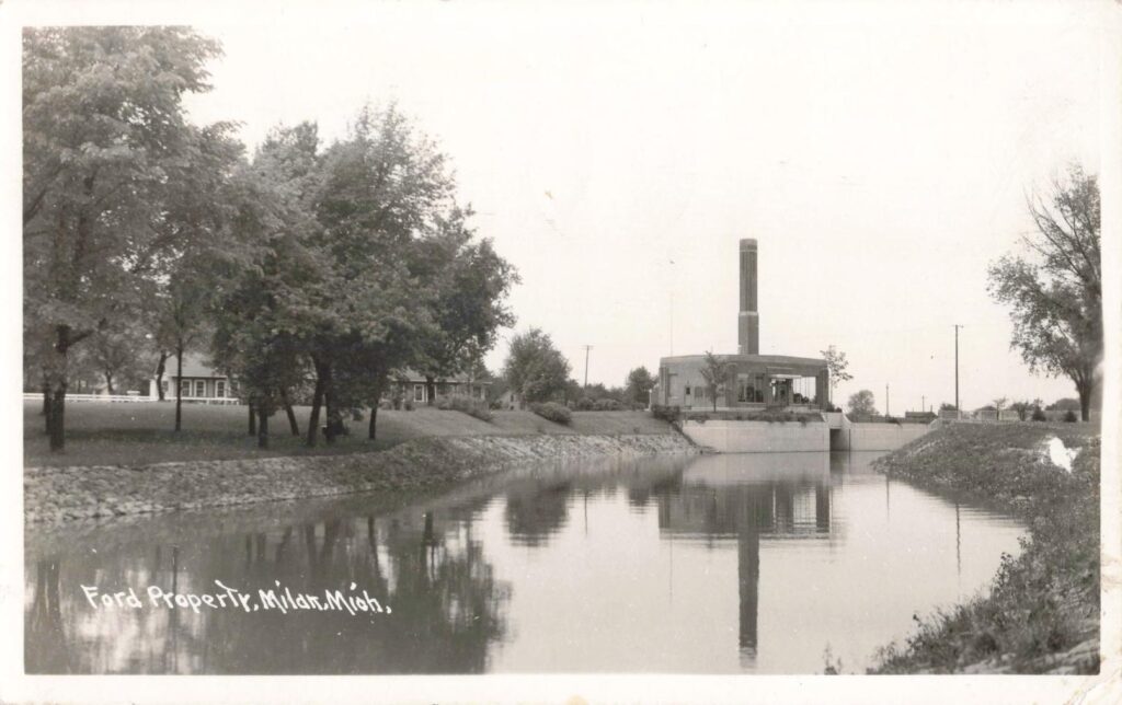 Historic building by calm water