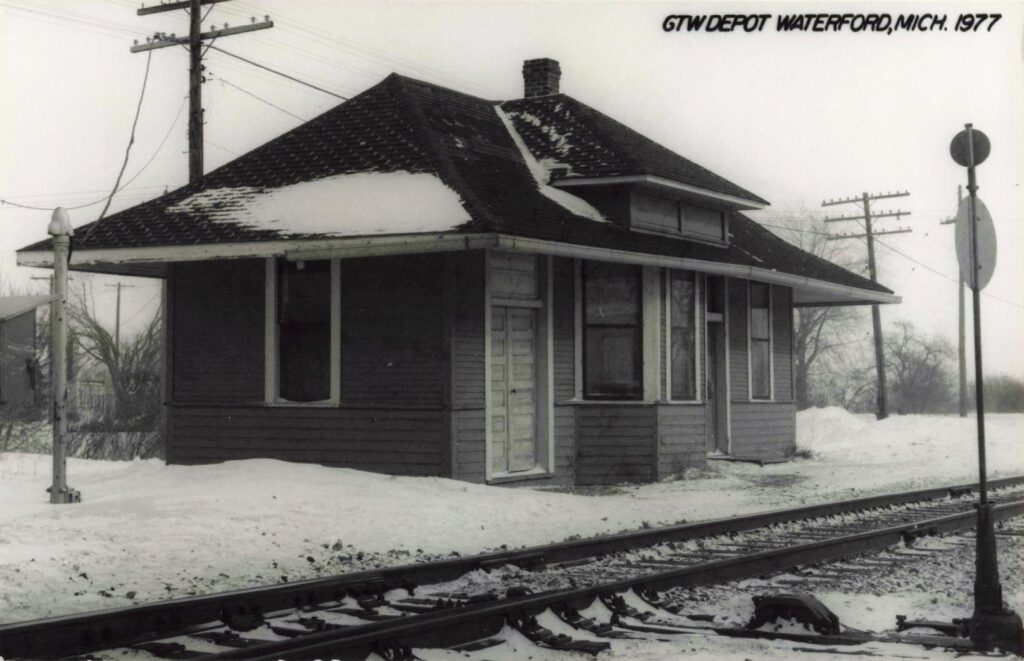 Abandoned train depot in winter