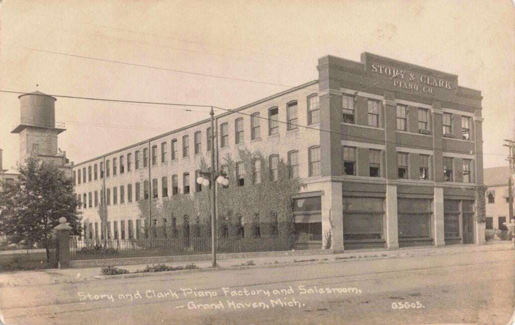 Historic piano factory building exterior.
