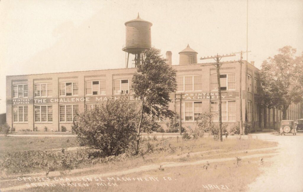 Historic printing machinery factory building.