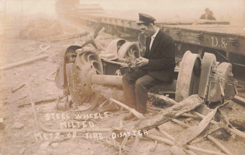 Steel Railway Wheels Melted by the Fire in Metz