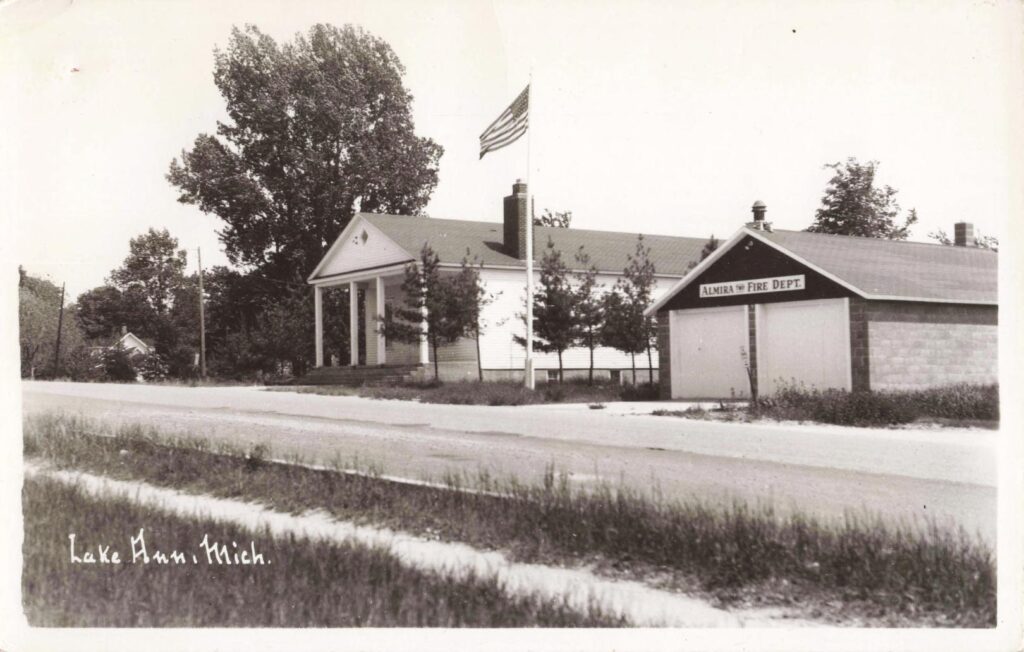 Almira Fire Department beside the community hall, a reminder that fire protection became central to local life after repeated disasters.
