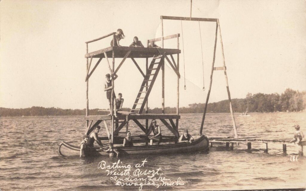 Bathing at Wiest’s Resort Indian Lake Dowagiac, Mich. 1921