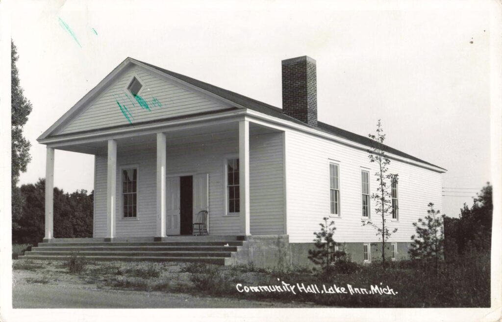 Community Hall in Lake Ann, a civic building that served meetings, programs and local gatherings.