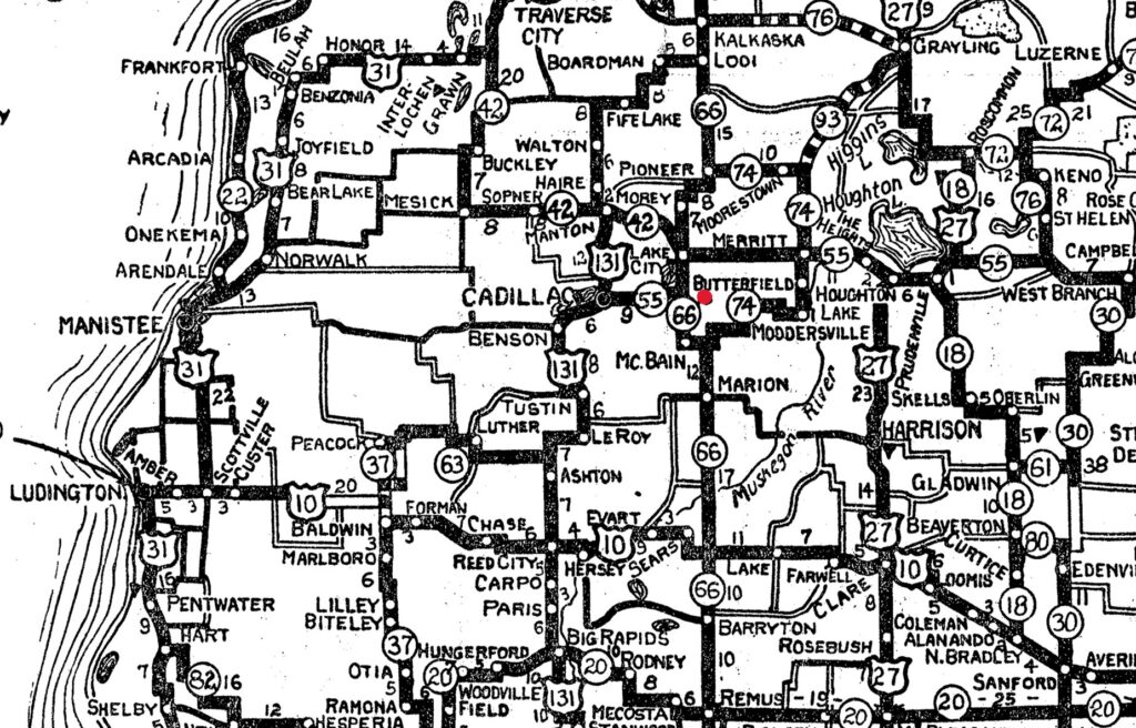 Map Where Falmouth Michigan is Located.