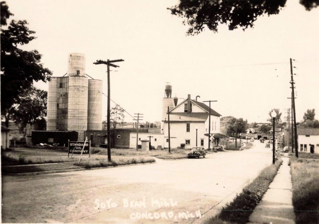 Soybean mill, Concord, Mich. — The later mill scene shows Concord adapting to new farm markets and products.