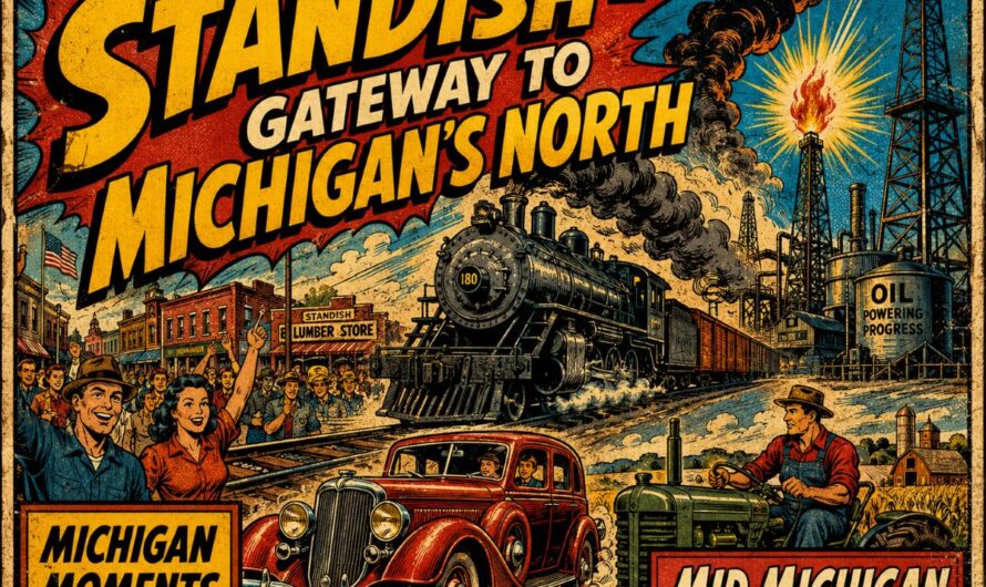 The Charming History of Standish Michigan – 16 Rare Postcard Views Show Rails, Stone Depot and the Road North