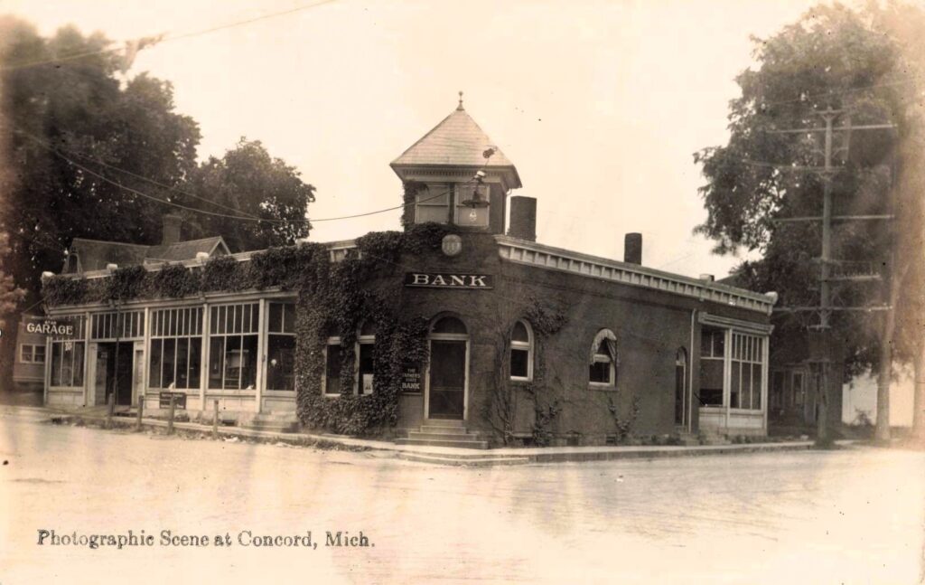 Historic bank building in Concord, Michigan.