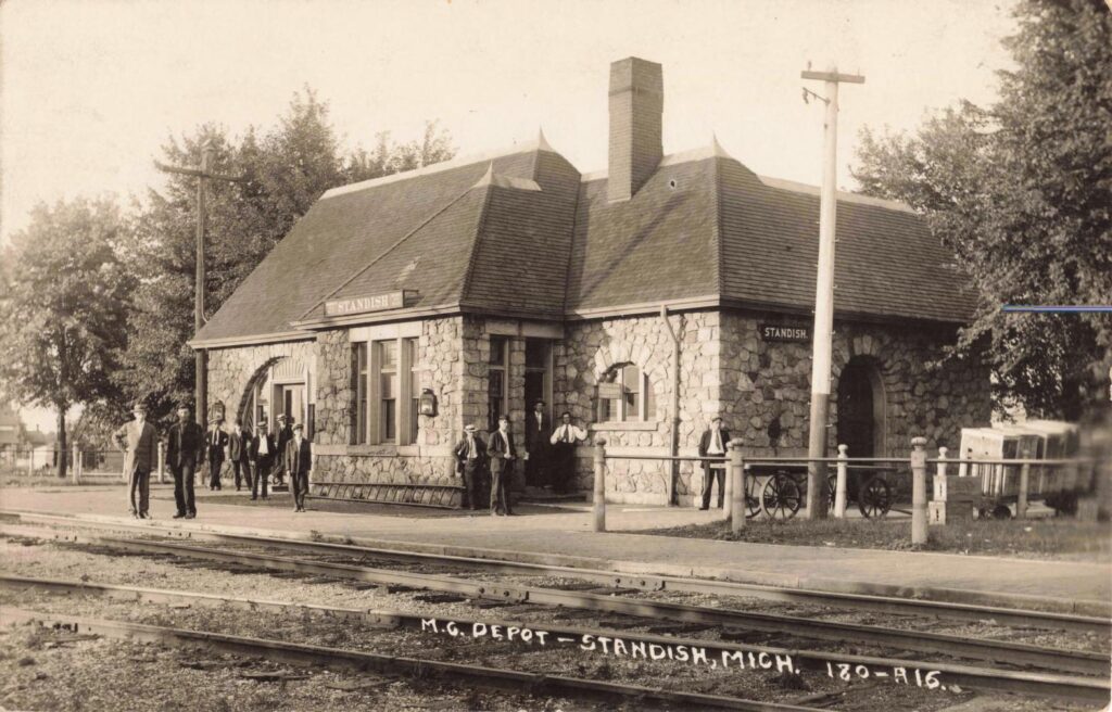 Michigan Central depot, Standish. The stone station became the town’s best-known landmark and still stands today.