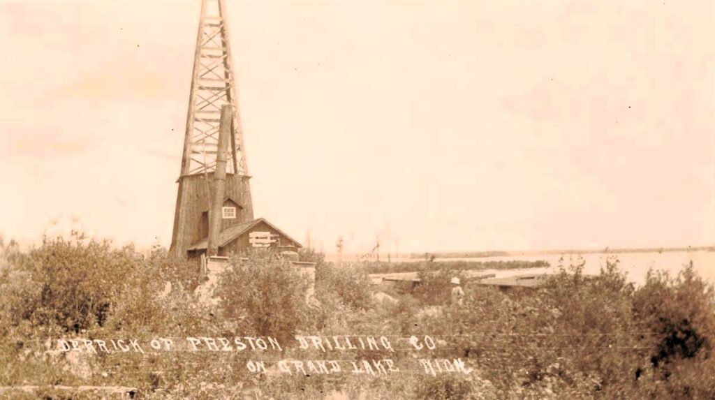 Derrick of Preston Drilling Co. on Grand Lake Mich.