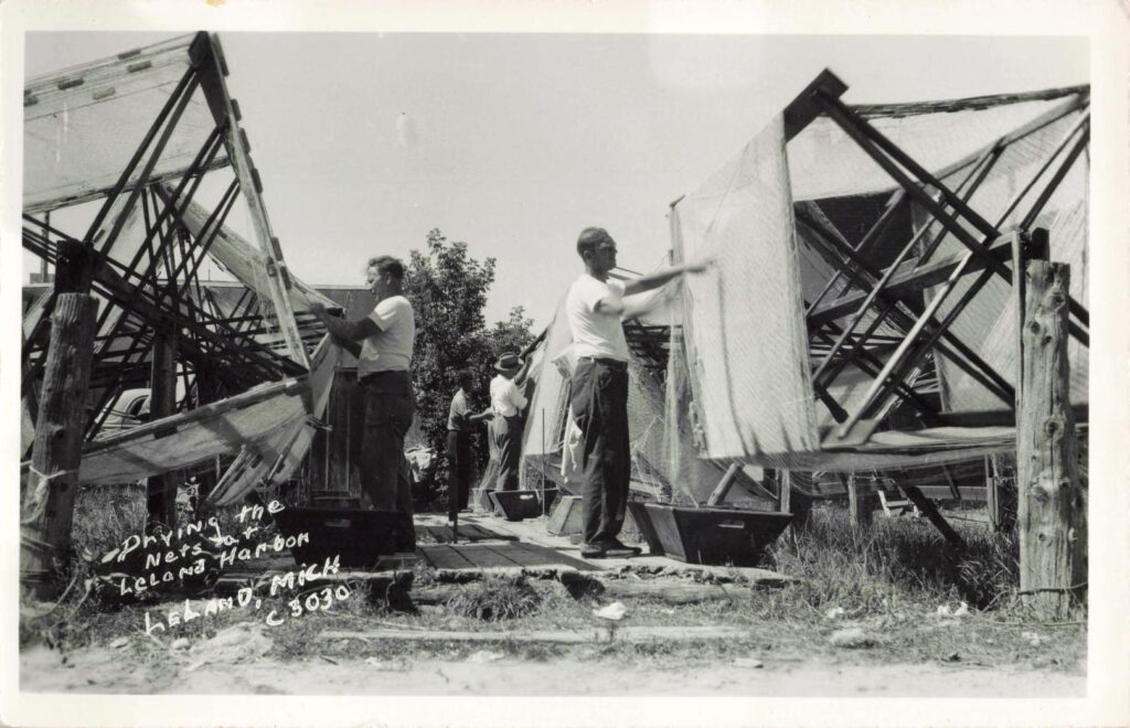 Drying the Nets at Leland Harbor, Leland, Mich.