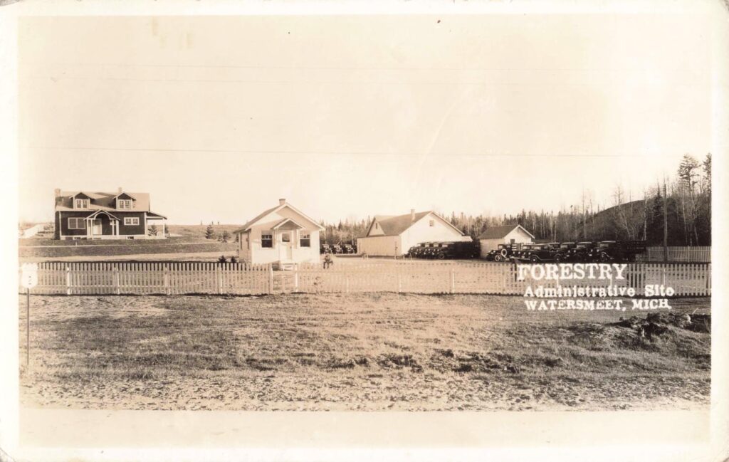 Forestry Administrative Site in Watersmeet Michigan with buildings and parked cars.