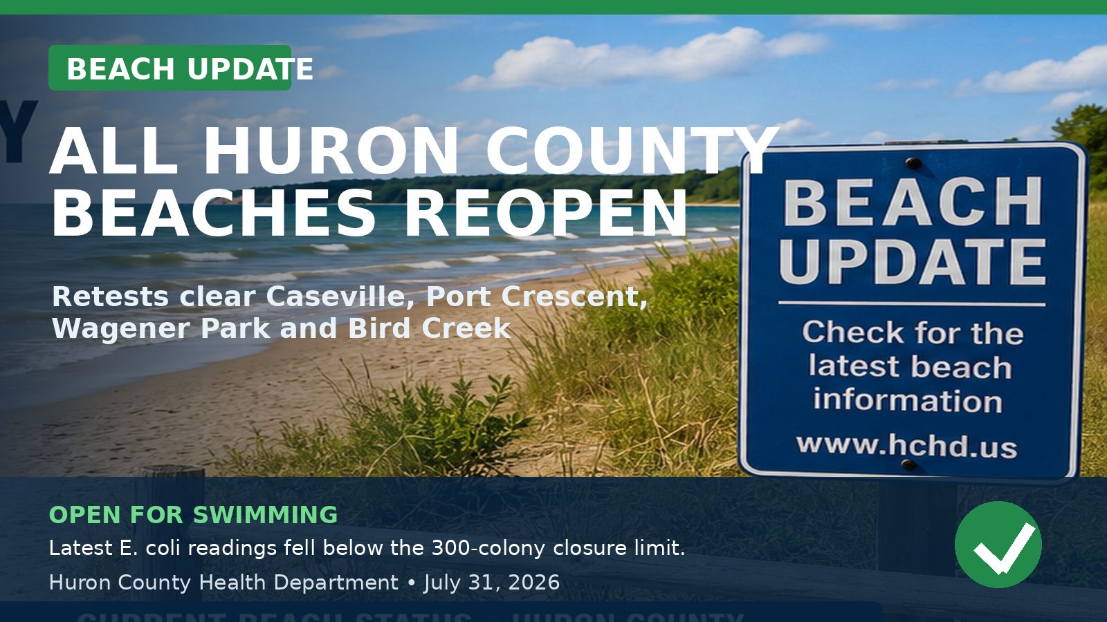Huron County Beaches Retested