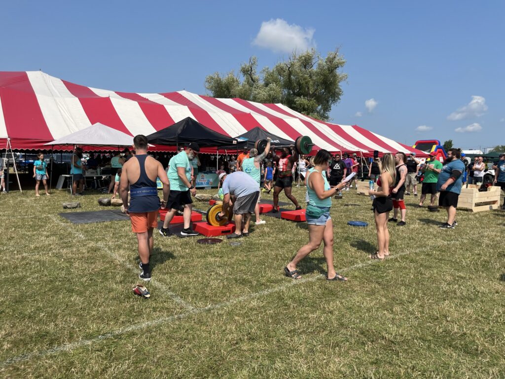 Outdoor event with weightlifting competition