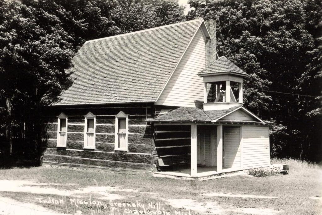Historic wooden church in nature.