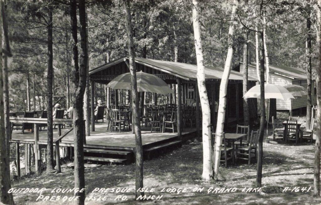 Outdoor Lounge, Presque Isle Lodge on Grand Lake