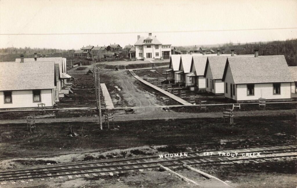 Worker houses along Weidman Street in early Trout Creek Michigan.