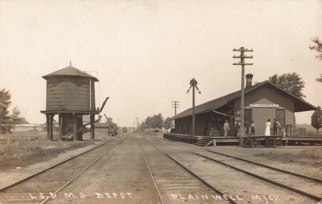 Historic train depot with water tower