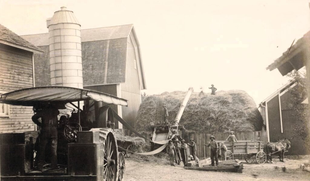 Parman's Threshing Outfit and Gang, 1917