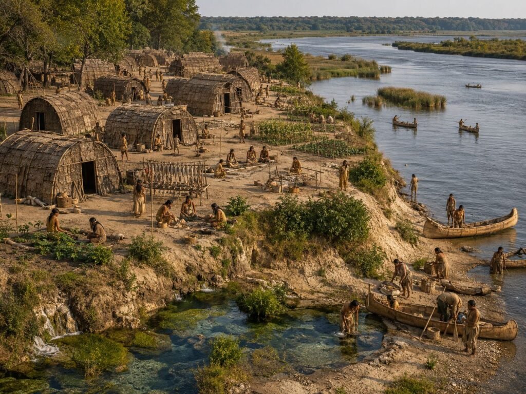 Ancient village by a river