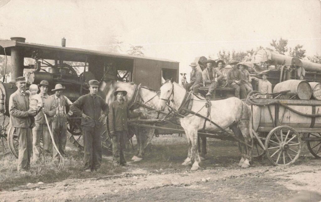 Steam Tractor and Horse Wagon Fitchburg Mich