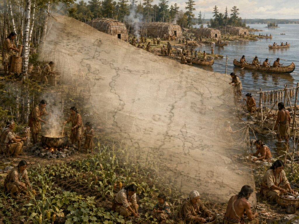 Indigenous people by a waterway