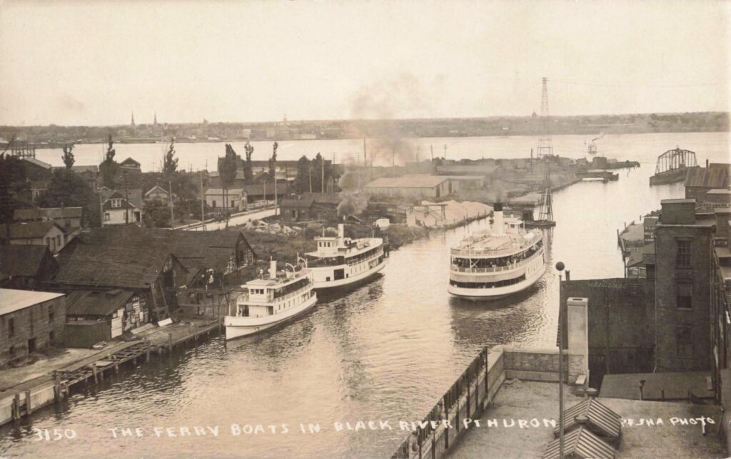 The Ferry Boats on the Black River in Port Huron early 1900s