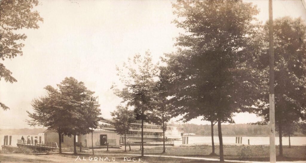 Historic dock with trees and water