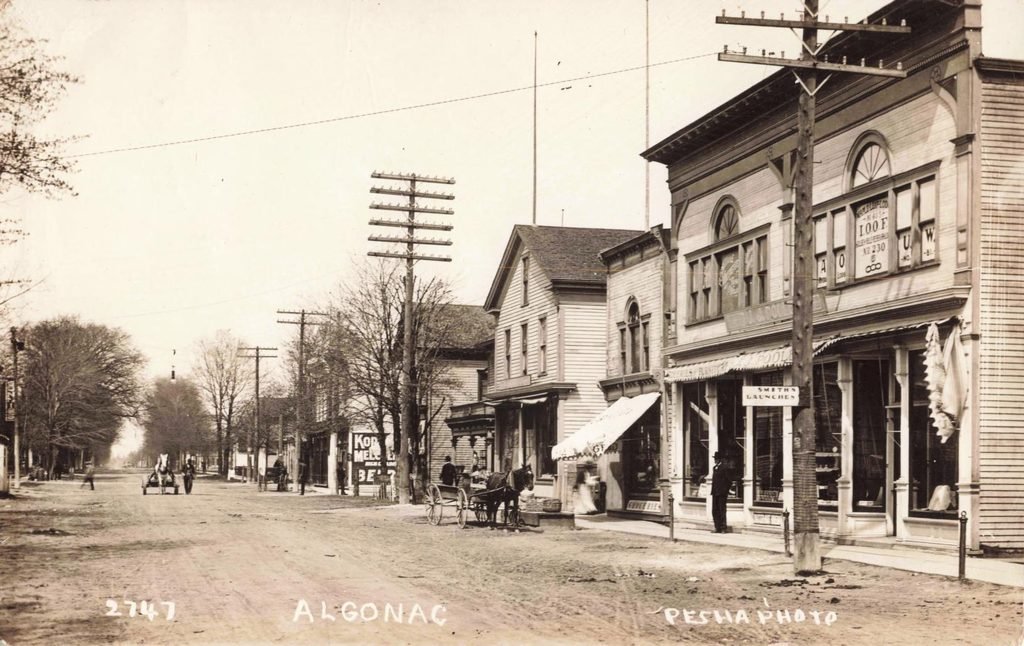 Historic street scene with buildings